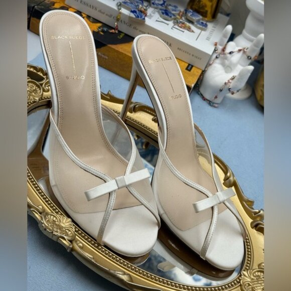 🆕 BLACK SUEDE STUDIO 🧿 NWOB Sammie 100 White Mesh Bow Mule Sandals, Sz 40 US9 - Picture 12 of 16